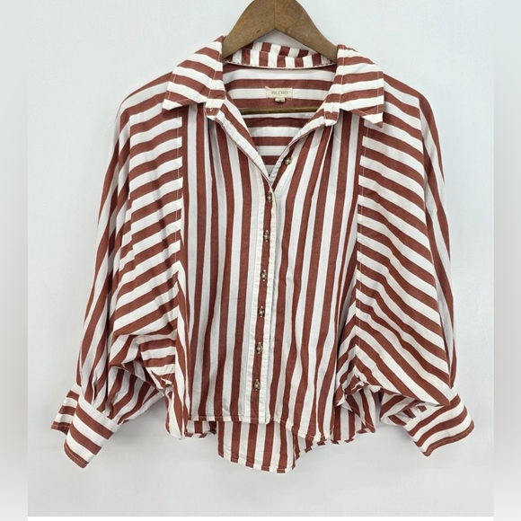 Anthropologie Pilcro The Bailey Boyfriend Batwing Brown Buttondown Blouse. XS. - Picture 7 of 7